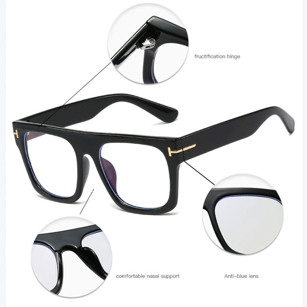 Womens Mens Thick Square Black Reading Glasses 4.25 Ladies Anti-blue Light Readers Plastic Presbyopic Glasses +4.25