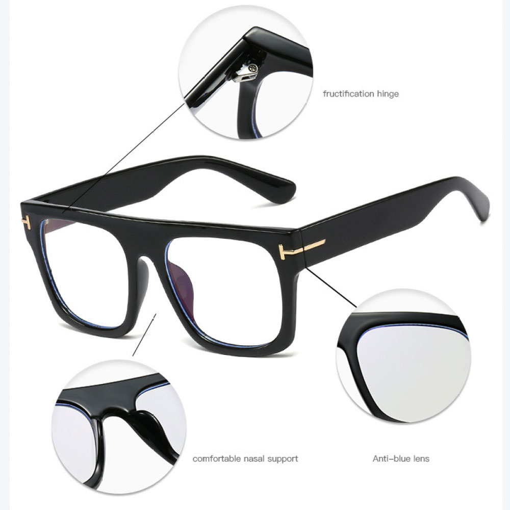 FELRES Square Anti Blue Light Reading Glasses – Large Frame, Men, Resin Lens, 55mm