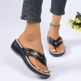 thumbnail image 6 of USSUMA Women's Sandals Women's Spring and Summer New Large Size Wedge Slippers Beach Metal Buckle Wedge Sandals Fashion Casual Beach Sandals Grocery Store Comfort Sandals Shop Savings, 6 of 7