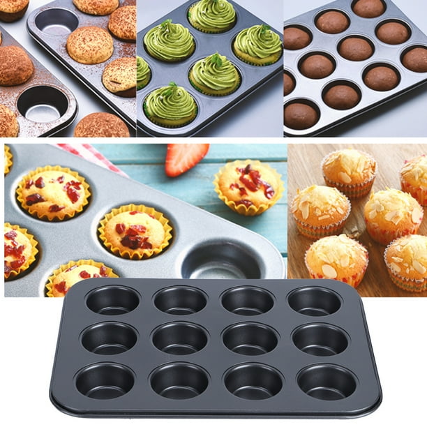 Molde Antiadherente Para Muffins de 12 Tazas, moldes pasteles, utensilios de cocina fáciles de Limpiar para Hornear