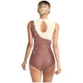 thumbnail image 3 of SiiRoh Women's Gymnastics Leotard One Piece Sleeveless Rhinestones Bodysuit for Ballet Dance Skating Dusty Pink M, 3 of 6