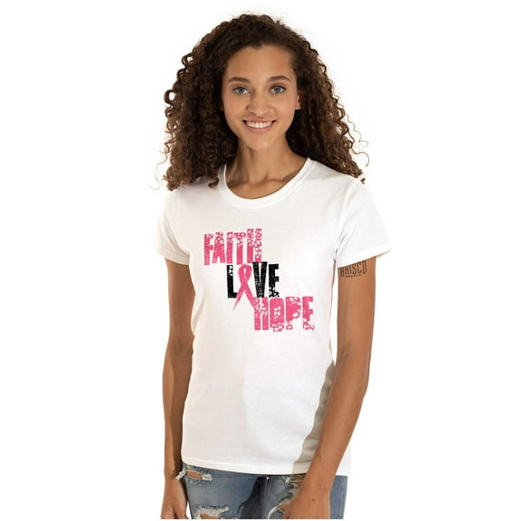 Faith Love Hope Breast Cancer Aware Womens Fitted Plus Size Graphic Tee Brisco Brands 2X