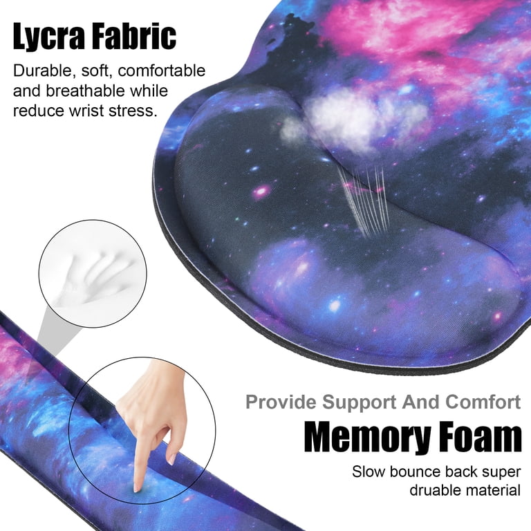 Sixwipe Ergonomic Keyboard Wrist Rest, Mouse Pad With Memory Foam, Rubber Base, 17""x3"" Wrist Support Set