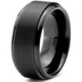 thumbnail image 1 of Charming Jewelers Tungsten Wedding Band Ring 10mm for Men Women Comfort Fit Black Step Beveled Edge Polished Brushed Lifetime Guarantee Size 7, 1 of 5