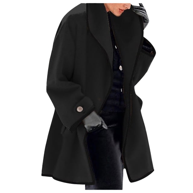Plus Size Winter Long Overcoat Women Warm Wool Blend Trench Jacket Loose Fit Cardigan Style Outerwear For Cold Weather