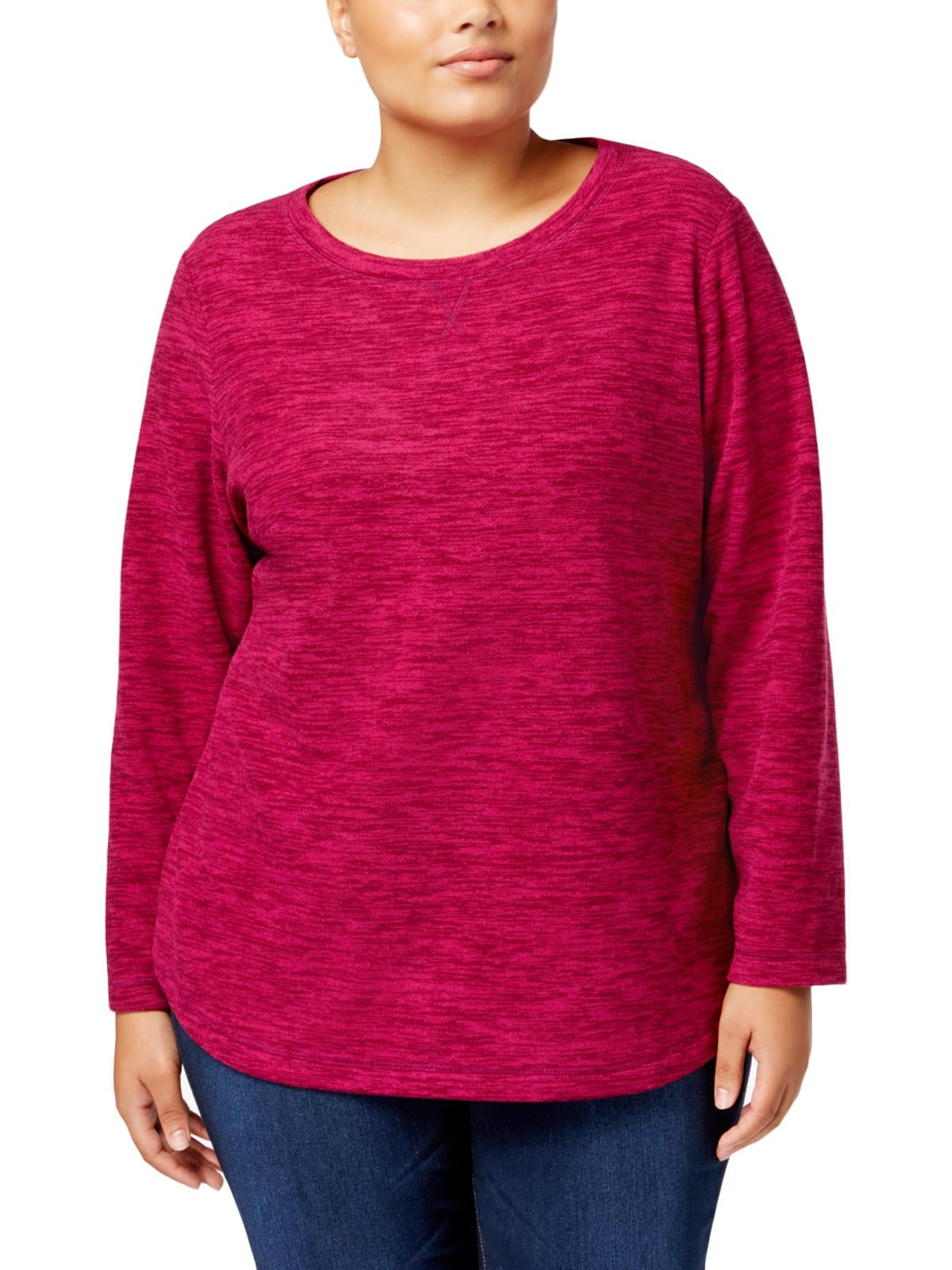 Karen Scott Womens Plus Marled Knit Pullover Sweater Pink 1X - Walmart.com