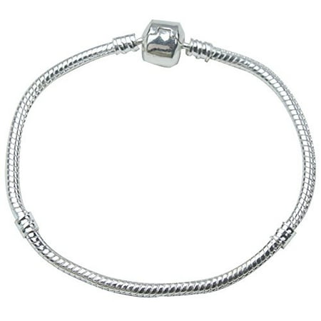 - Leegoal Pandora Snake Chain Bead Barrel Clasp Bracelet (Silver,19cm)