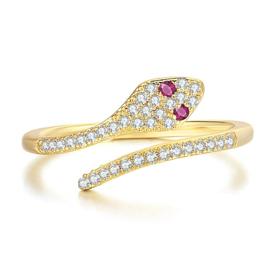 MISS RIGHT Gold Silver Stainless Steel Snake Ring Animal Vintage Ring Stacking Statement Rings with Finest Cubic Zirconia for Women Teen Adjustable Open Rings