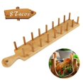 thumbnail image 2 of Tacos Holder Tacos Stand Rack Tray Plate Wood Pie Holder Wood Material Mexico Food Holder Household Tacos Shells Holder, 2 of 14