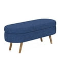 thumbnail image 5 of BSHTI Ottoman Oval Storage Bench,Rubber Wood Legs,Storage Bench with Cylindrical Arms and Iron Legs for Hallway Living Room Bedroom, 5 of 8