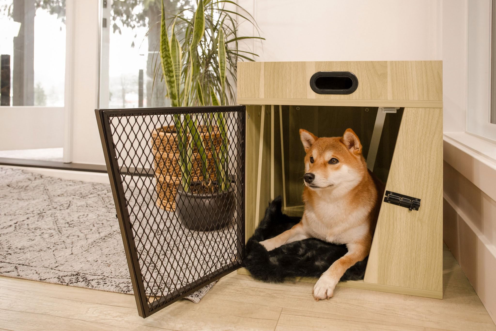 Lucky Kennels Penny Pet Crate (Medium) - Multi-Functional Pet Kennel & Decorative Side Table with Storage
