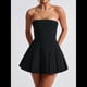 thumbnail image 4 of Vestido Corto Ajustado de Corte A Sin Mangas, Sexy, con Pliegues y Sin Tirantes para Mujer, Estilo Y2K Negro L, 4 of 8