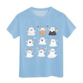 thumbnail image 4 of Caqnni Halloween Shirt Toddler Ghouls T-Shirt Boys Girls Ghost Graphic Tee Kids Spooky Tops Halloween T-Shirt (120,Light Blue), 4 of 4