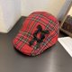 thumbnail image 2 of Gorra plana para mujer, a cuadros rojos con lazo negro, estilo Gatsby, 2 of 2