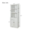 thumbnail image 7 of 81'' Tall Display Cabinet with 2 Doors & 3 Open Shelves, Rustic White Freestanding Storage Bookcase for Kitchen Pantry, Home Office, Living Room, 7 of 7