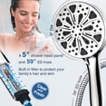 thumbnail image 5 of MOONORAH Shower Head, High Pressure Shower Head with 10 Spray Settings, Filtered Shower Head with 59" Stainless Steel Hose and Shower Stand, Drill-Free Design, Silver, 5 of 10