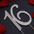 thumbnail image 4 of 16 Cake Topper for 16th Birthday Party or Anniversary Crystal Rhinestones Decorative Cake Topper for Party Supplies (Silver), 4 of 6