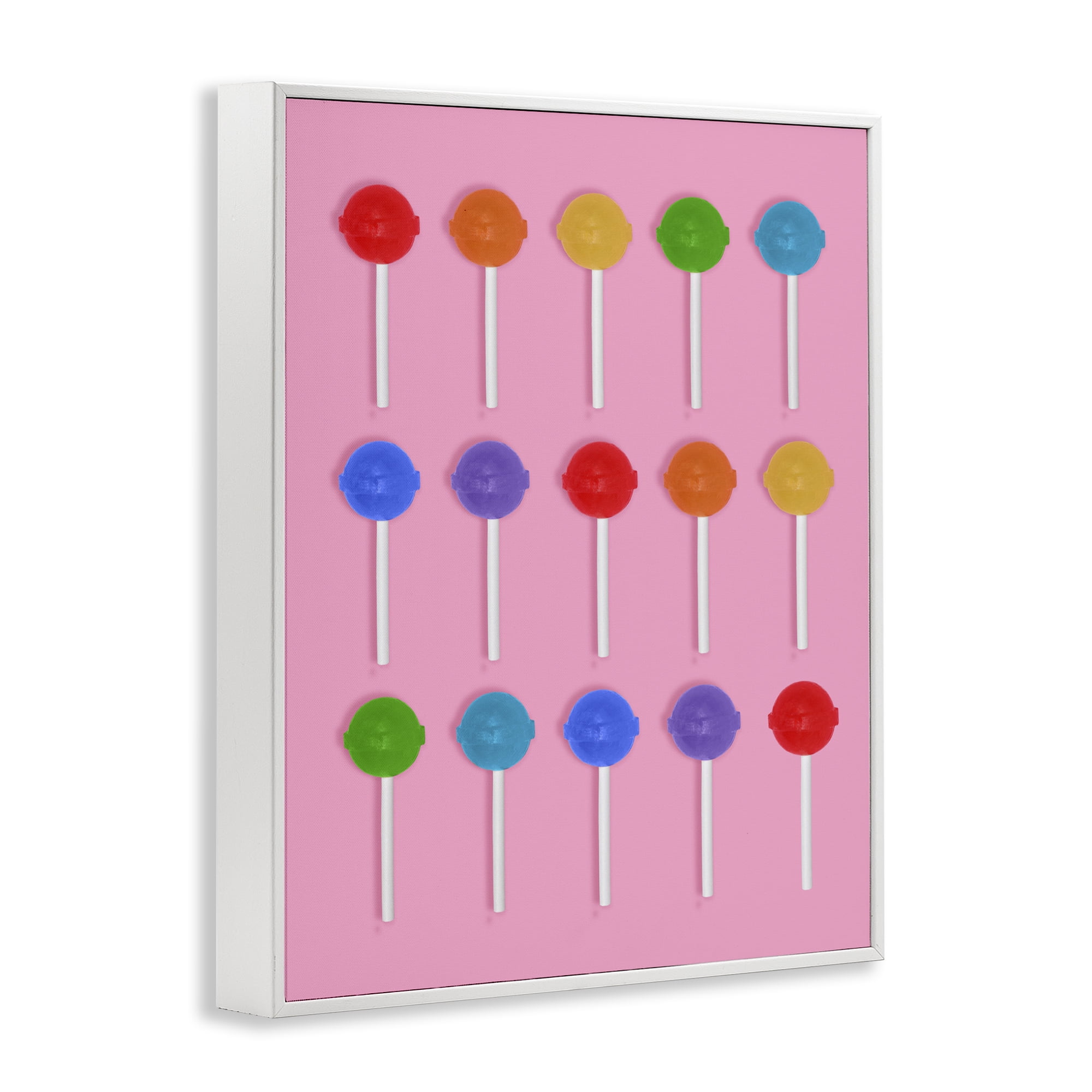 Stupell Industries Rainbow Lollipop Grid White Framed Giclee Art, design by LISH Creative
