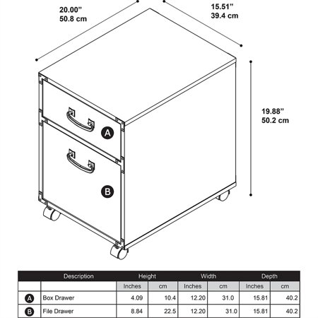 Kathy Ireland Office Ironworks 2 Drawer Mobile File Cabinet In Cherry Walmart Canada