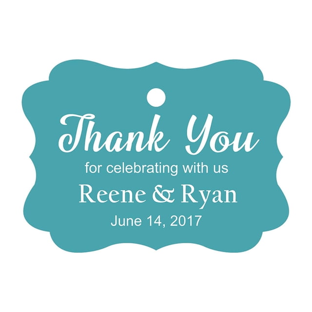 100 PCS Custom Wedding Favor Hang Tags Thank you for celebrating Personalized Paper Tags