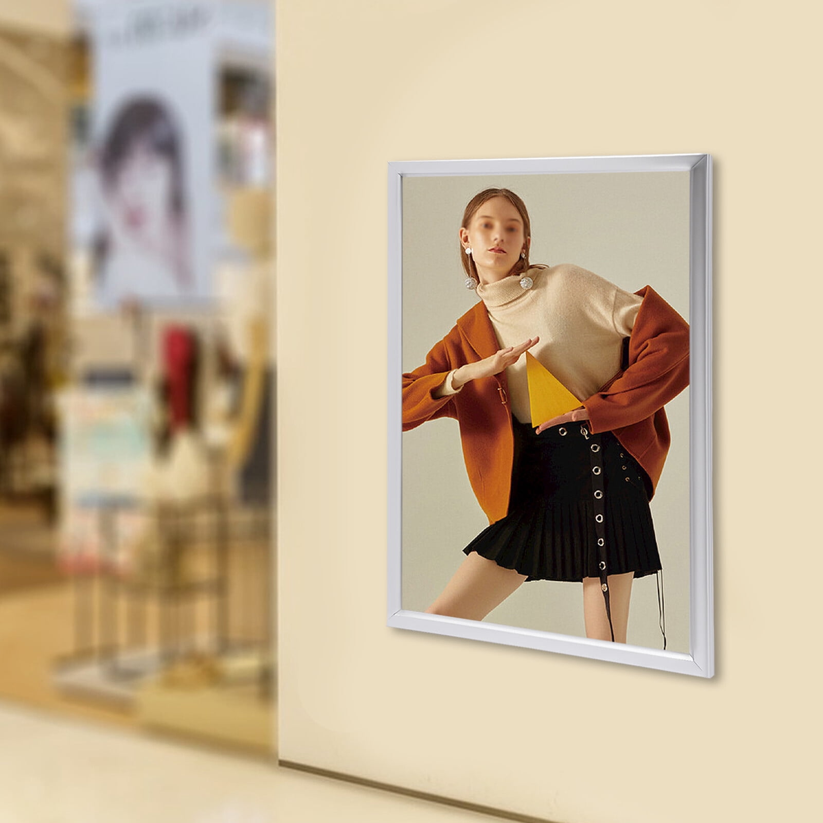 Modern Rectangular Silver LED Backlit Movie Poster Art Picture Frame Light Box Advertising Display 18x24"
