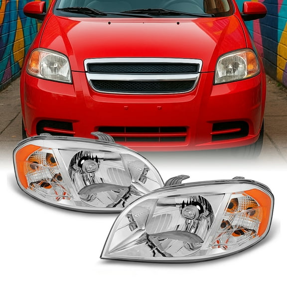 AKKON - For 2007 2008 2009 2010 2011 Chevy Aveo 4 Door Sedan LH Left & RH Right Both Side Headlights Pair Set