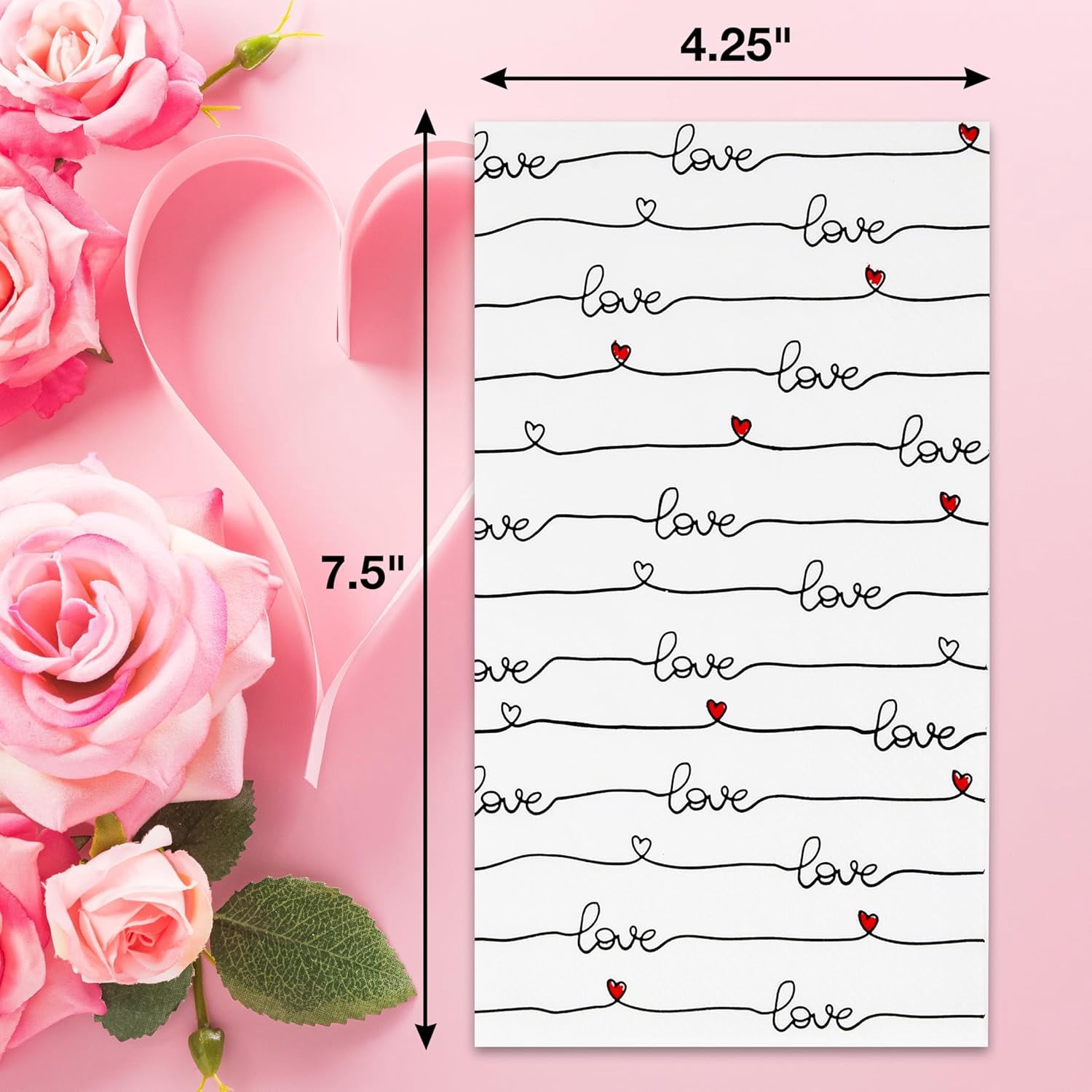 100 Count Valentines Day Love Heart Guest Napkins Disposable Paper Red Hearts Valentine Dinner Napkin for Valentine's Wedding Birthday Party Dinner Supplies