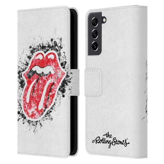 Head Case Designs Officially Licensed The Rolling Stones Licks Collection Distressed Look Tongue Leather Book Wallet Case Cover Compatible with Samsung Galaxy S21 FE 5G