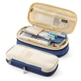 thumbnail image 1 of Large Capacity Pencil Case, Foldable Canvas Pencil Case, Double Zip Pencil Pouch Box Organizer, Student Stationery Organizer, 1 of 1