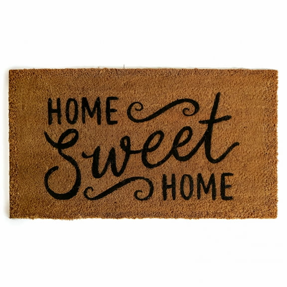 DERONA Home Sweet Home Door Mat 30X17 Inches, Welcome Home Mats for Front Door, Farmhouse Welcome Mat With Thick Anti-Slip Pvc Backing, Coir Mat, Welcome Mat for Entryway