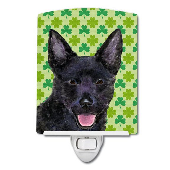 Caroline's Treasures SS4429CNL Australian Kelpie St. Patrick's Day Shamrock Portrait Ceramic Night Light, 6x4x3",