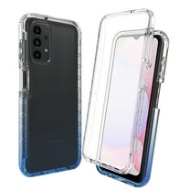 for Samsung Galaxy A13 4G Gradient Clear Case with Built-in Screen Protector, Crystal Clear Not Yellowing Case Military Grade Full Body Shockproof Phone Cover for Samsung Galaxy A13 4G, Blue