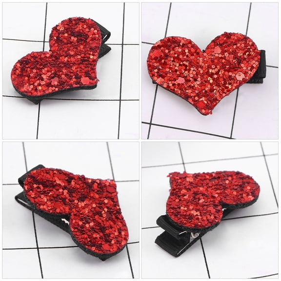 RENACLIPY 2-Pack Glitter Hair Clips with Sequin Design, Shaped Barrettes for Valentine's Day, Party & Everyday Accessories