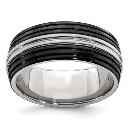 Auriga Fine Jewelry Black Ti & Stainless Steel Polished 9mm Men s Band