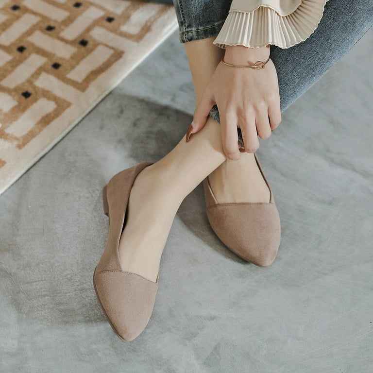 Ataiwee Women s Wide Width Flat Shoes Casual Pointed Classy Soft Comfort Ballet Flats. 2109009 TA MF 8.5 Wide