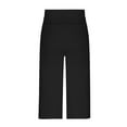 thumbnail image 5 of Enjoytime Pants for Women Solid Color Elastic Waist Split Hem Capris Lightweight Stretchy Casual Sweatpants, 5 of 8