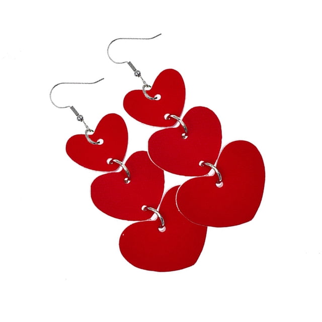 Pendientes Multicapa Qarigey en forma de corazón colgante de cuero artificial