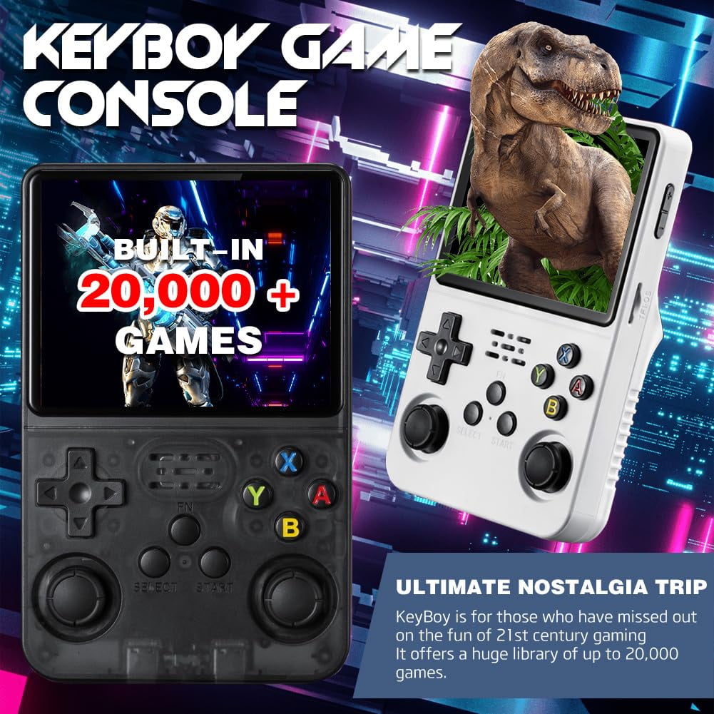 Portable Keyboy Handheld Gaming Device Featuring 3.5" HD IPS Display, Over 20,000 Games Included, TV Out Capable, Rechargeable, with Additional Controller