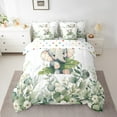 thumbnail image 2 of Cute Elephant Bed in a Bag 7-Piece Green Eucalyptus Bedding Set, Woodland Animal Queen Comforter Set Botanical Plant Leaves Bedding Comforter Sets, Cartoon Wildlife Bed Set, 2 of 6
