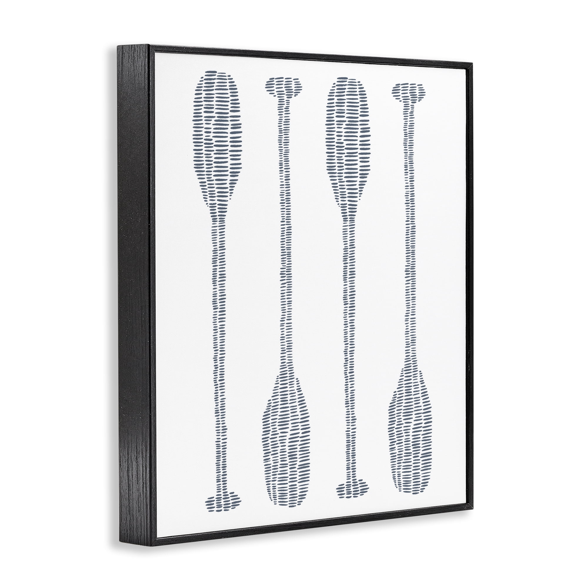 Stupell Industries Minimal Boat Oars Coastal Painting Black Framed Art Print Wall Art, 11 x 14