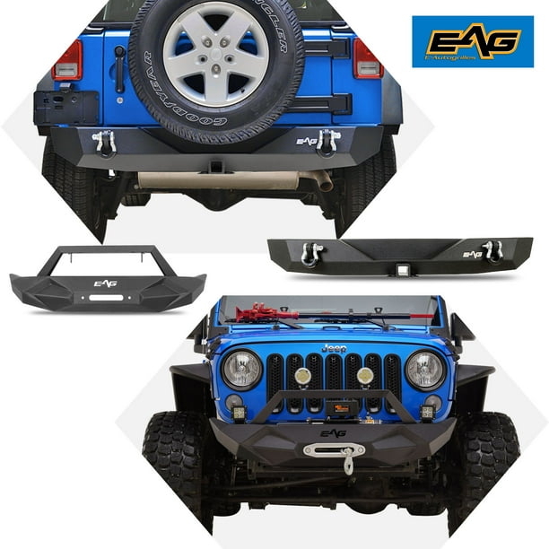 EAG Stubby Front Bumper With Winch Plate and Rear Bumper Fit for 0718