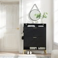 thumbnail image 2 of Sweiko Narrow Shoe Storage Cabinet with 2 Flip Drawers Wooden Shoe Organizer Cabinet with Open Shelf Freestanding Shoe Storage Rack with Door for Entryway Hallway Mudroom Bedroom Black, 2 of 9