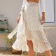 thumbnail image 5 of Falda cruzada con lazo para mujer, estampado floral, ribete con volantes, diseño dividido, longitud media, dobladillo fluido, falda de verano con forro, 5 of 6