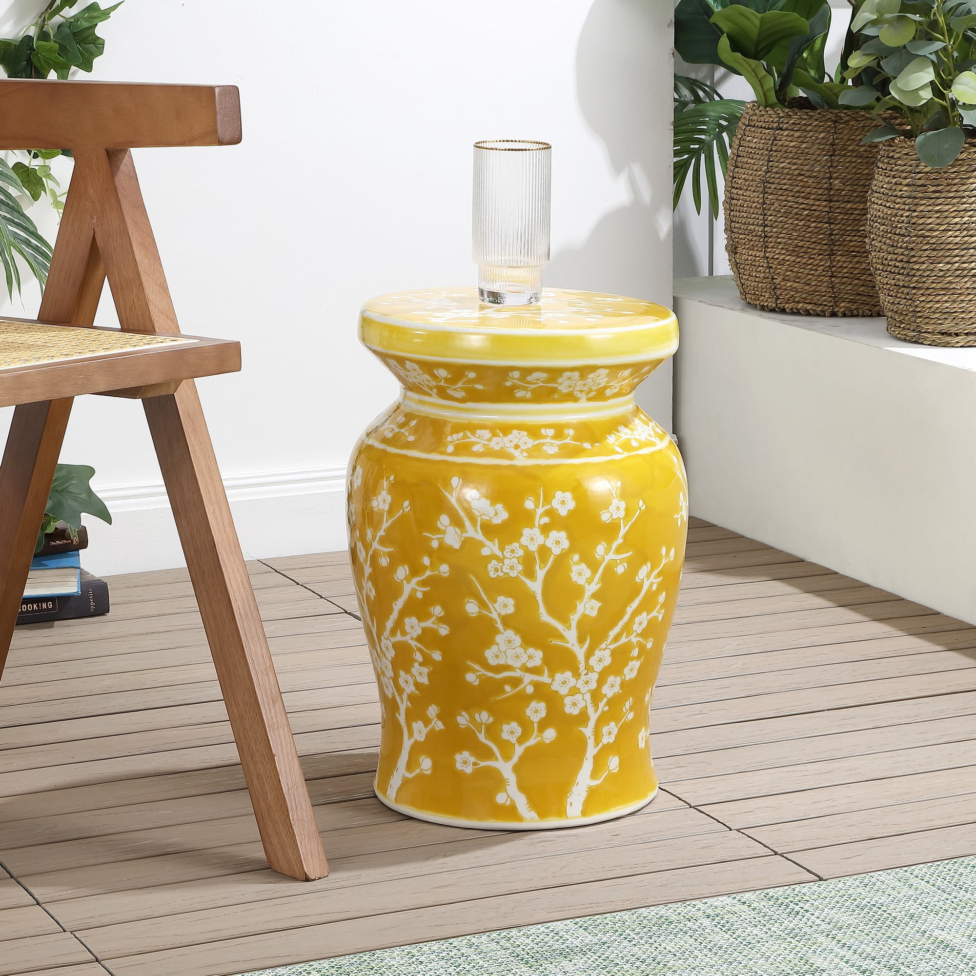 Yellow ceramic stool discount