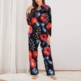 thumbnail image 2 of Balery Variety Of Fruits And Berries Conjunto de Pijama con Estampado para Mujer, Conjunto de Dos Piezas con Manga Larga, Ropa de Dormir Suave con Bolsillos, Pijamas Cómodos-Small, 2 of 7