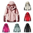 thumbnail image 4 of Lovskoo Women's Rain Jacket Technical Winter Coat Casual Waterproof Windbreaker Sprinting Outerwear Detachable Cap Three In One Two Piece Outdoor Ski Riding Outerwear Warm Hooded Coat White, 4 of 4