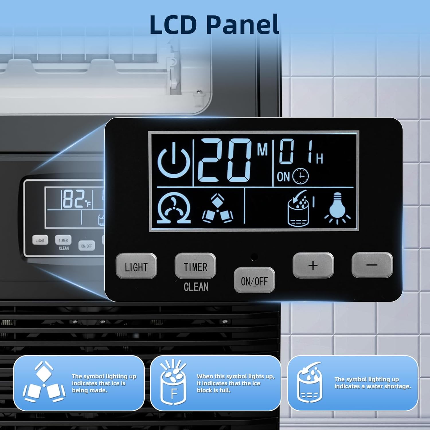 Commercial Ice Maker Machine,66Lbs/24H with 8Lbs Ice Storage Capacity,Stainless Steel Bulit-in Undercounter Freestanding Cube Ice Maker,Self-Cleaning,for Compact Cafe,Bar,Home Kitchen