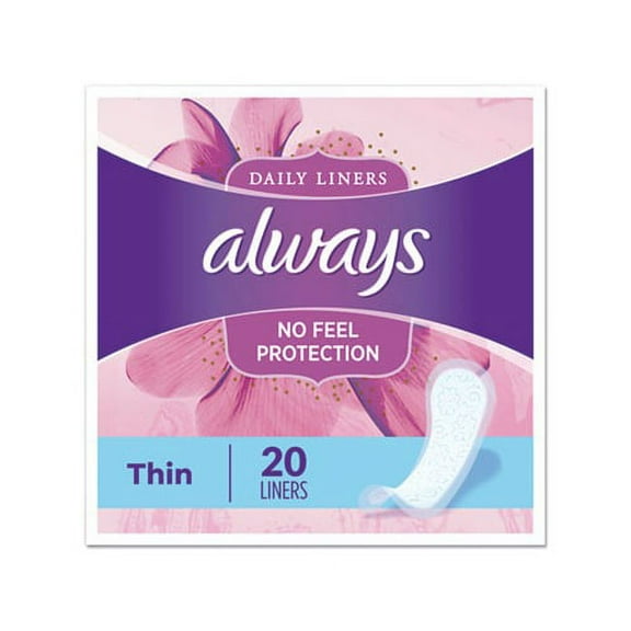 Thin Daily Panty Liners Regular, 20/Pack, 24 Packs/Carton
