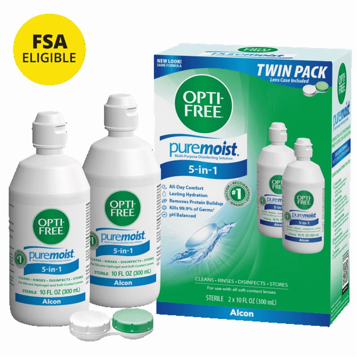 OPTI-FREE PureMoist Multi-Purpose Contact Lens Solution 10 oz, Twin Pack