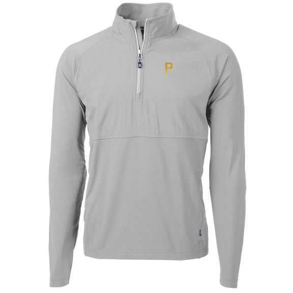 Men's Cutter & Buck Gray Pittsburgh Pirates Adapt Eco Knit Hybrid Recycled Quarter-Zip Pullover Jacket